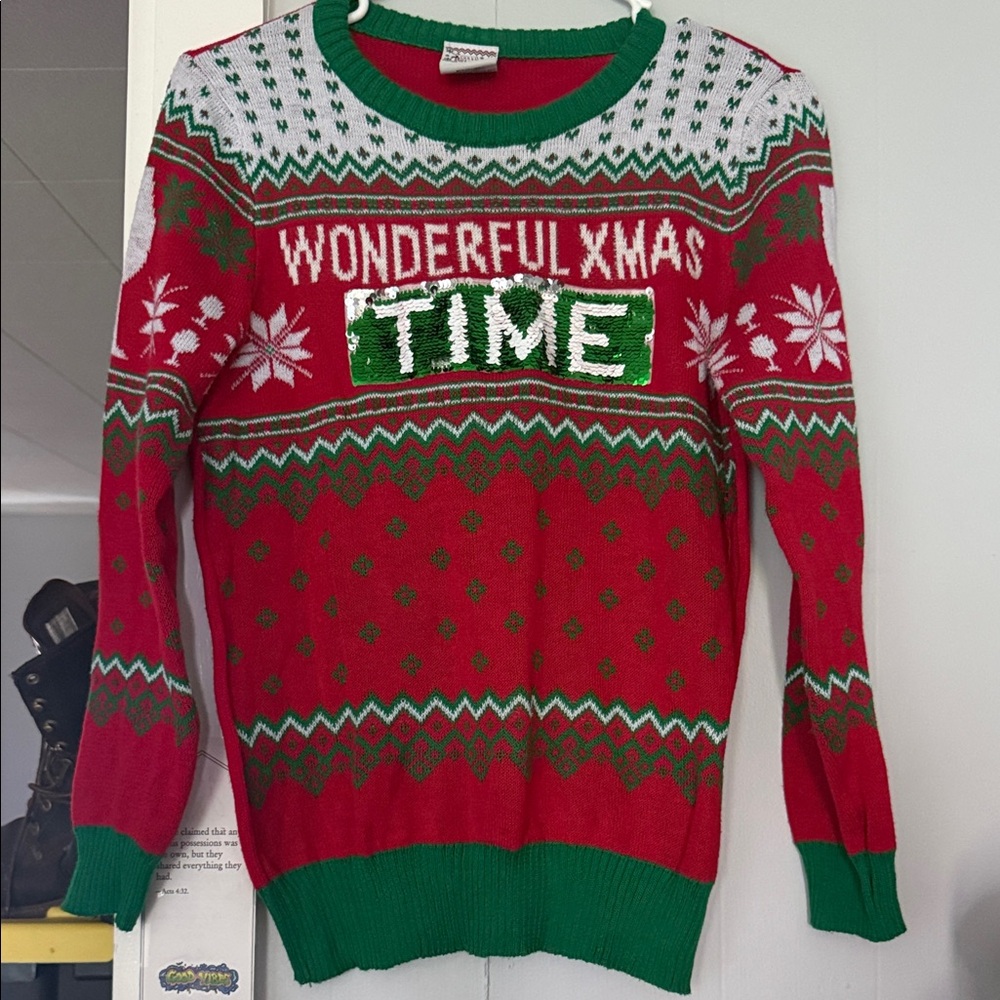 Well Worn Festive Red and Green Sweater